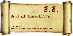 Bratnik Barnabás névjegykártya